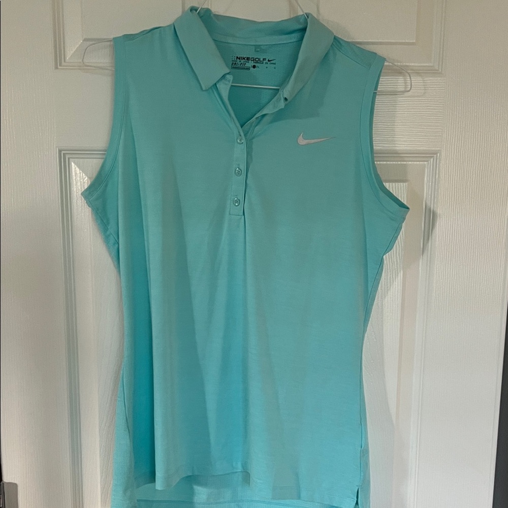 Nike Women's Button Down Sleeveless Shirt - Aqua